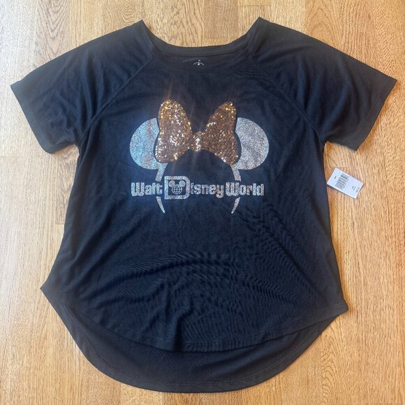 Disney Tops - Walt Disney World Sequin Glitter Minnie Ears Top Size Small NWT